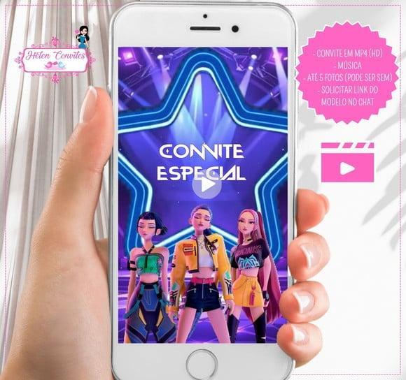 Convite Animado Guerreiras do K-pop - Huntrix