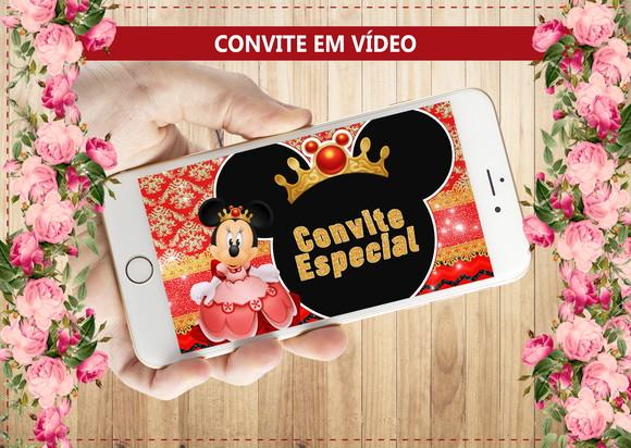 Convite Animado Minnie Realeza Vermelha