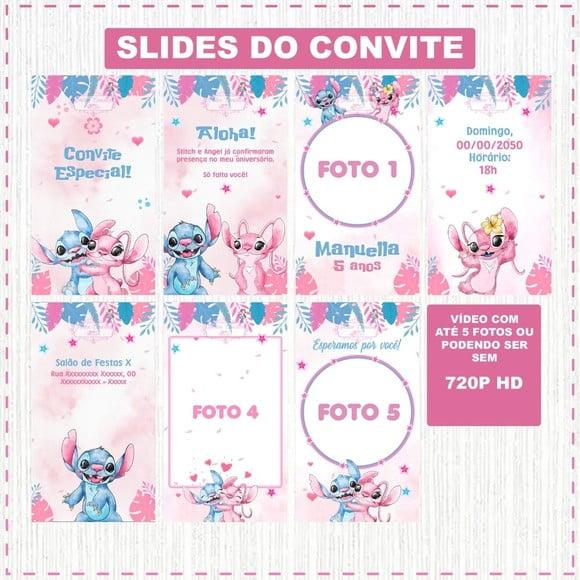Convite Animado Stitch e Angel Aquarela