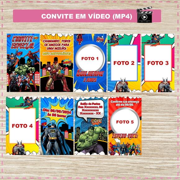 Convite Animado Super Heróis