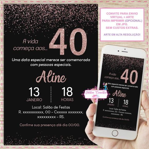 Convite Digital 15, 20, 25, 30, 40, 45, 40, 60, 70 Anos