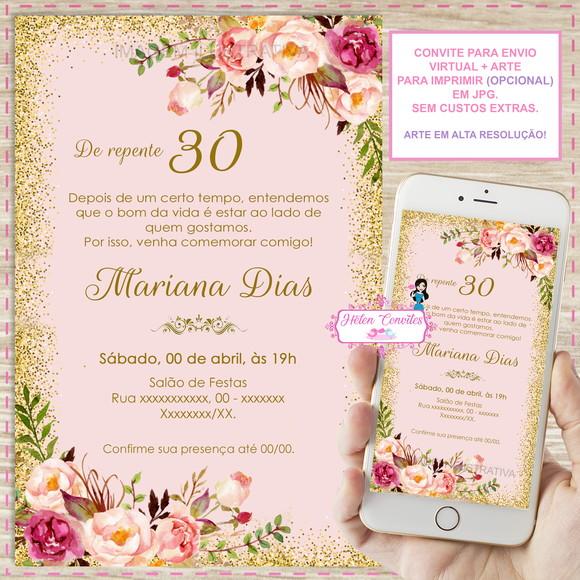 Convite Digital 15, 20, 25, 30, 40, 45, 40, 60, 70 Anos