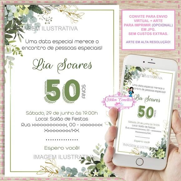 Convite Digital 30, 40, 45, 40,50, 55, 60, 70, 80 Anos