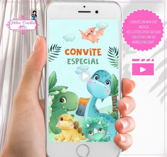 Convite Digital Animado Dinossauro Baby