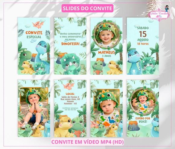 Convite Digital Animado Dinossauro Baby