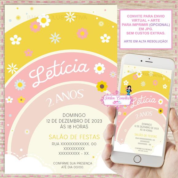 Convite Digital Arco-íris Boho