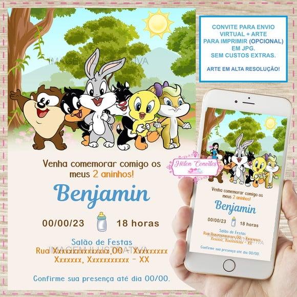 Convite Digital Baby Looney Tunes