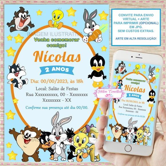 Convite Digital Baby Looney Tunes