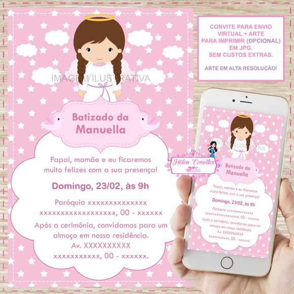 Convite Digital Batizado Menina