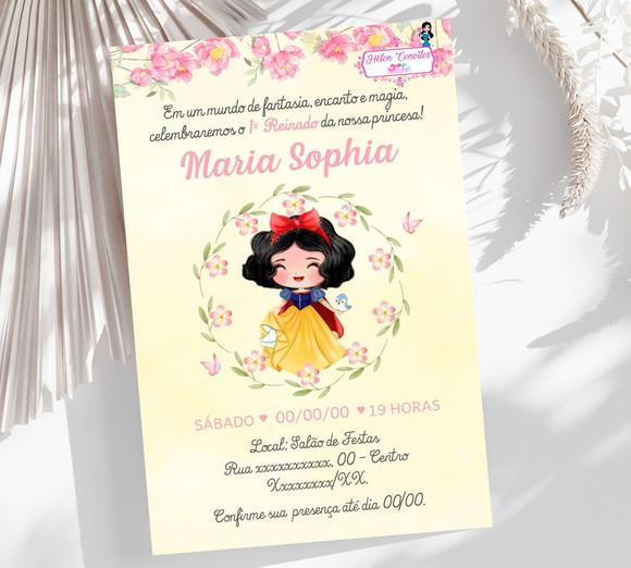 Convite Digital Branca de Neve Aquarela