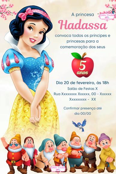 Convite Digital Branca de Neve Aquarela