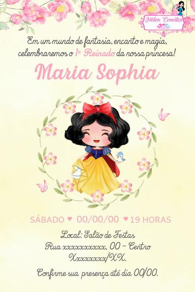 Convite Digital Branca de Neve Aquarela