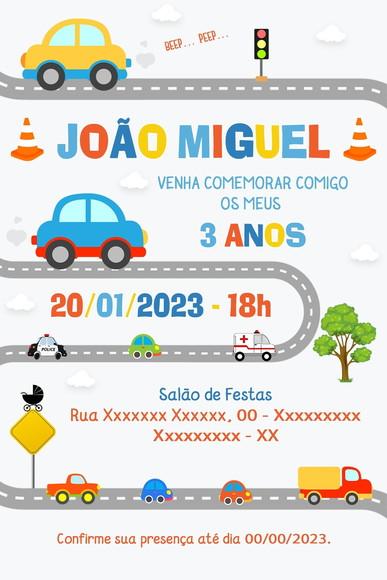 Convite Digital Carrinhos ou Meios de Transporte