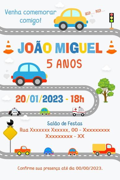 Convite Digital Carrinhos ou Meios de Transporte