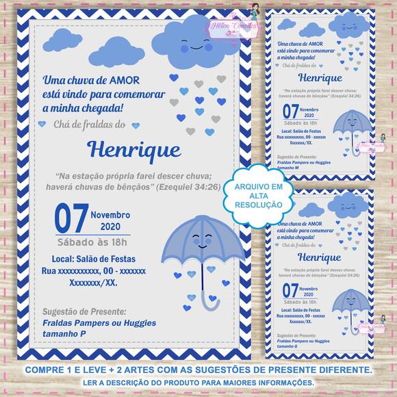 Convite Digital Chá de Fraldas Chuva de Amor
