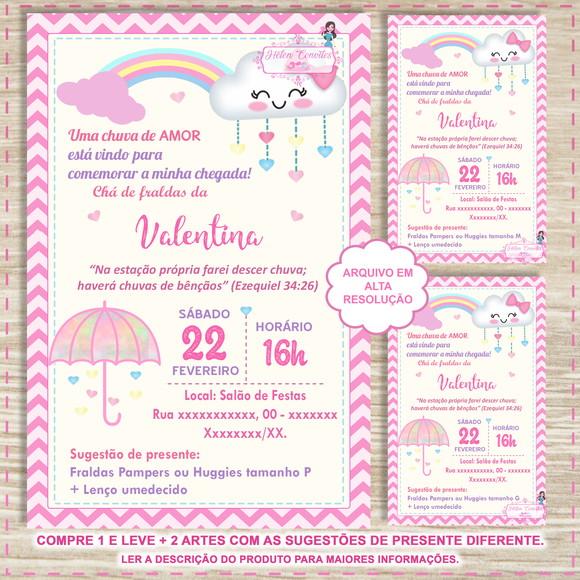 Convite Digital Chá de Fraldas Chuva de Amor