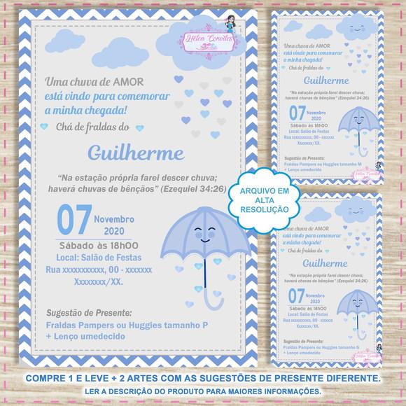 Convite Digital Chá de Fraldas Chuva de Amor