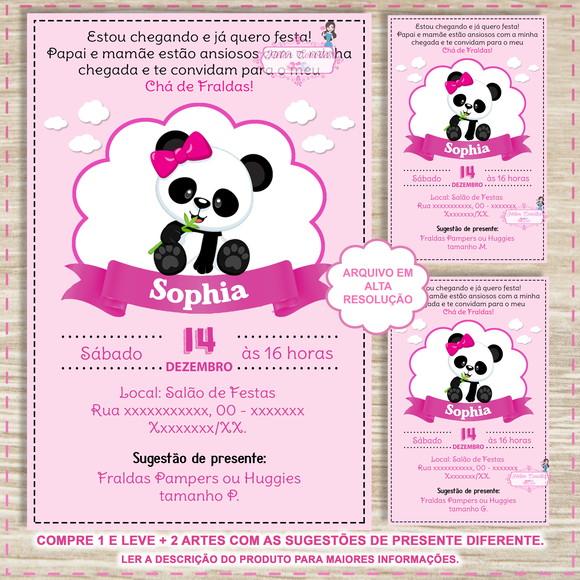 Convite Digital Chá Panda Rosa