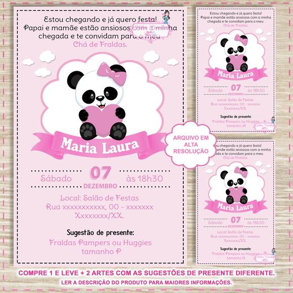Convite Digital Chá Panda Rosa