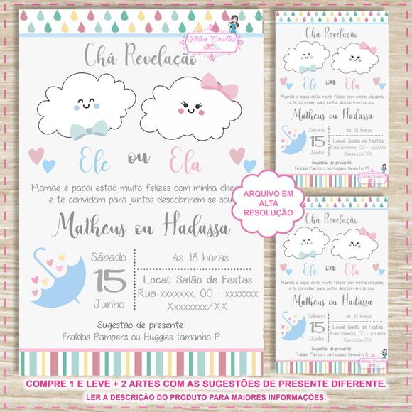 Convite Digital Chá Revelação Chuva de Amor