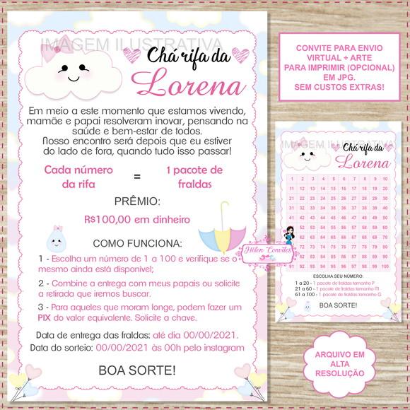Convite Digital Chá Rifa Chuva de Amor