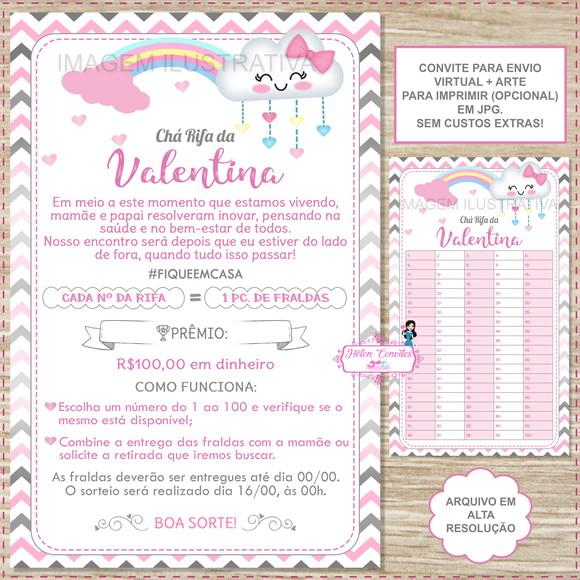 Convite Digital Chá Rifa Chuva de Amor + Cartela