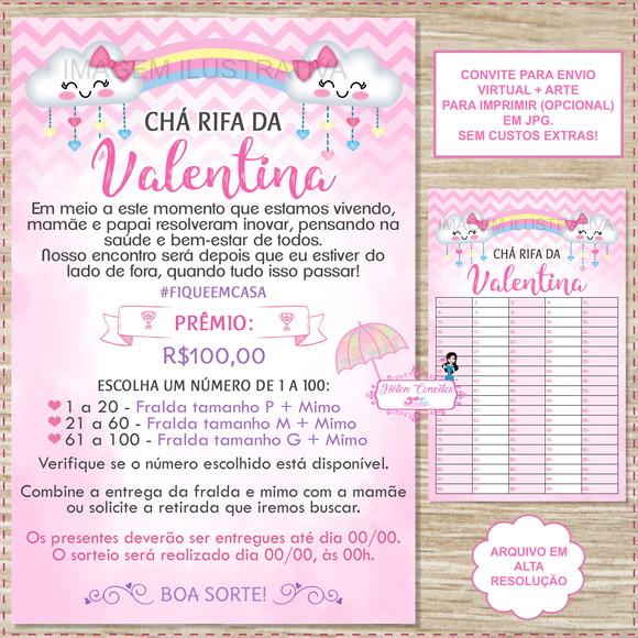 Convite Digital Chá Rifa Chuva de Amor + Cartela