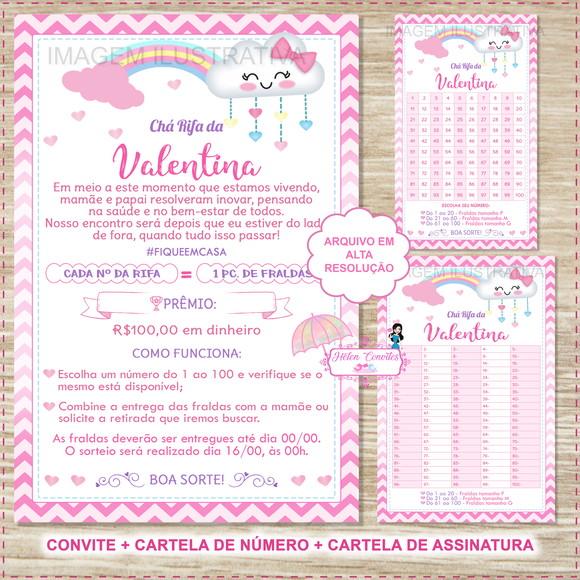 Convite Digital Chá Rifa Chuva de Amor + 2 Cartelas