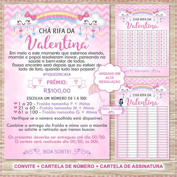 Convite Digital Chá Rifa Chuva de Amor + 2 Cartelas