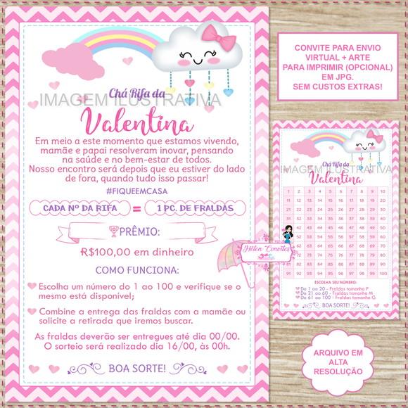 Convite Digital Chá Rifa Chuva de Amor + Cartela