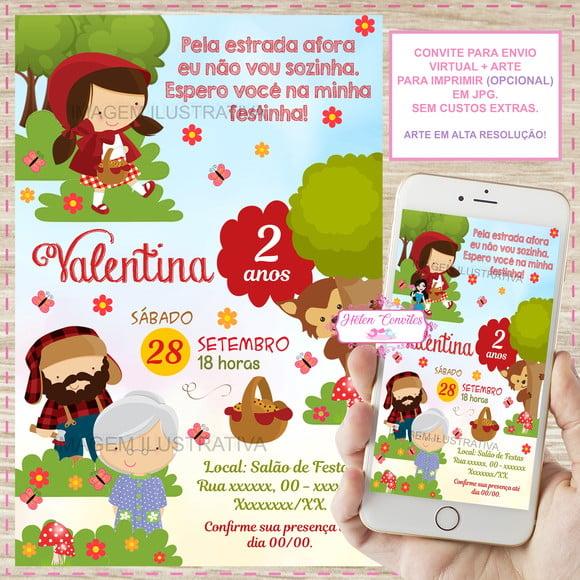 Convite Digital Chapeuzinho Vermelho