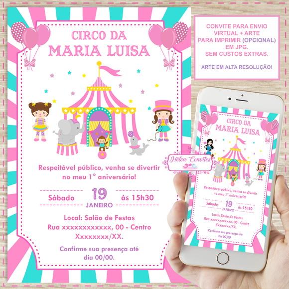 Convite Digital Circo Rosa