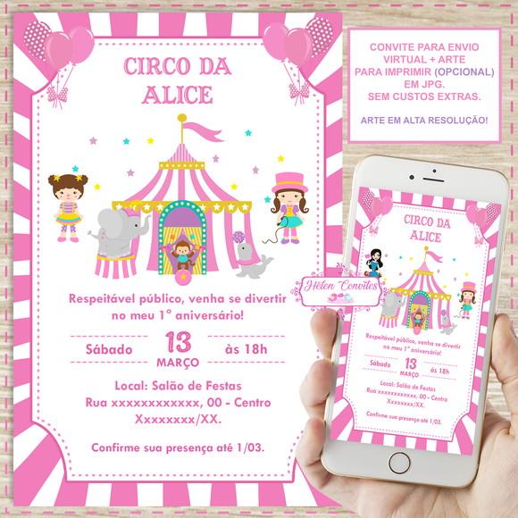 Convite Digital Circo Rosa
