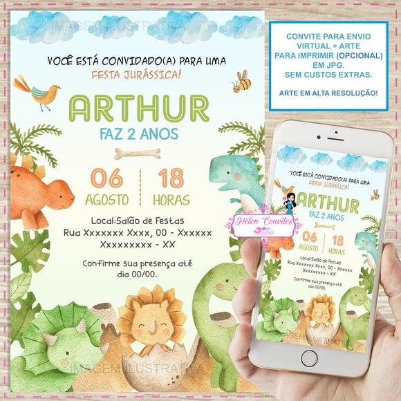 Convite Digital Dinossauro Baby