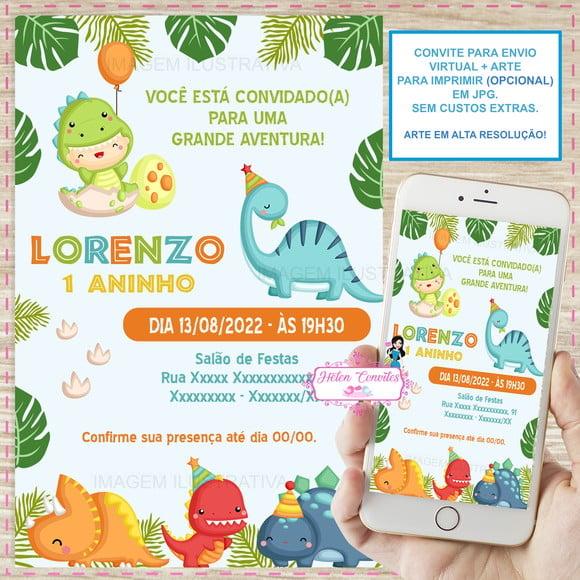 Convite Digital Dinossauro Baby