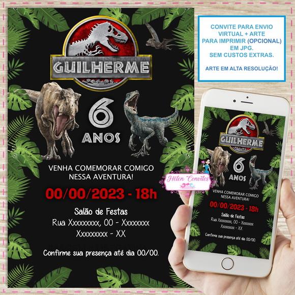 Convite Digital Dinossauro Jurassic Park