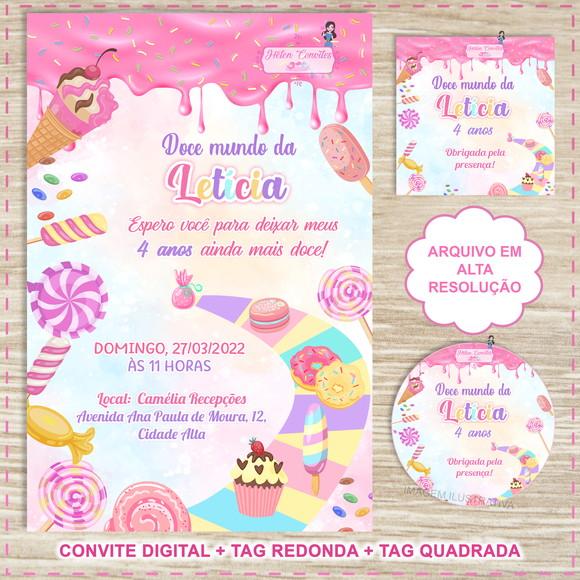 Convite Digital Doces + 2 Tags