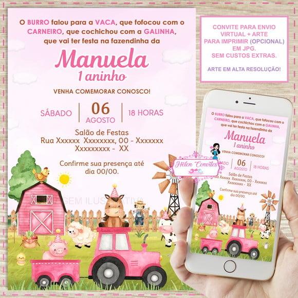 Convite Digital Fazendinha Rosa