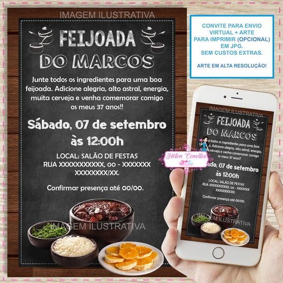 Convite Digital Feijoada 18, 20, 25, 30, 35, 40 Anos
