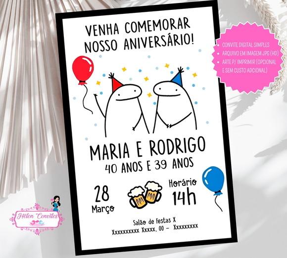 Convite Digital Flork Duplo 12, 15, 20, 25, 30, 40 Anos