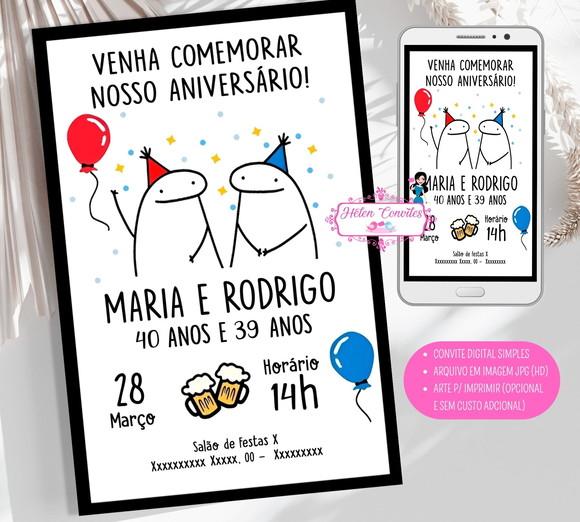 Convite Digital Flork Duplo 12, 15, 20, 25, 30, 40 Anos