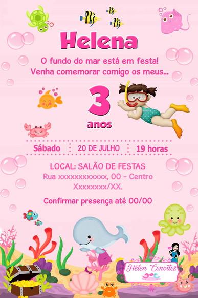 Convite Digital Fundo do Mar Menina