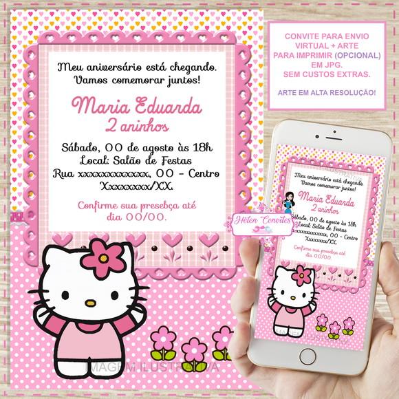 Convite Digital Hello Kitty