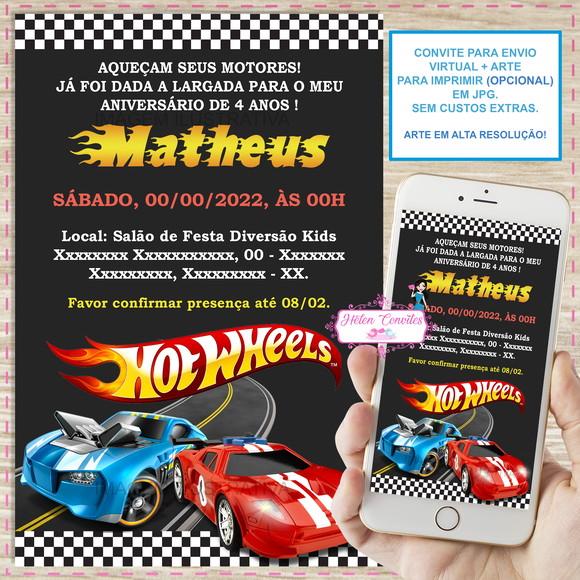 Convite Digital Hot Wheels