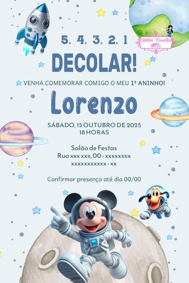 Convite Digital Mickey Astronauta