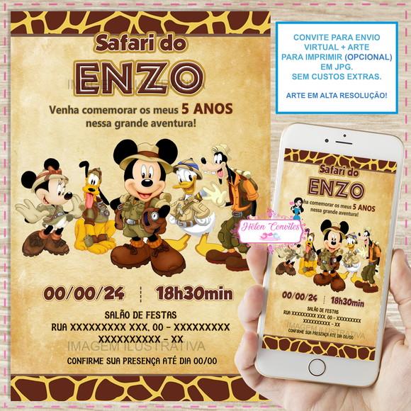 Convite Digital Mickey Safari