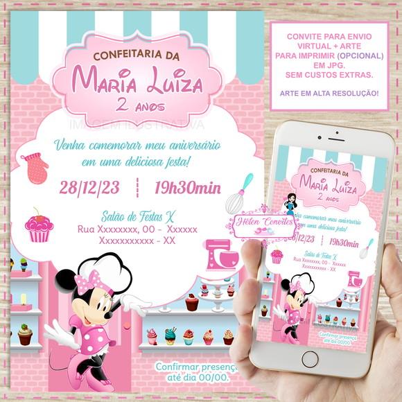 Convite Digital Minnie Confeitaria