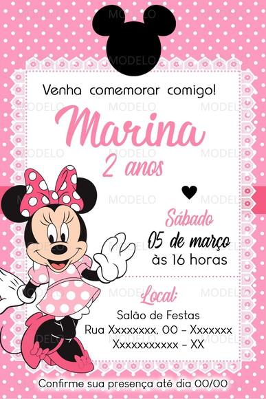 Convite Digital Minnie Rosa