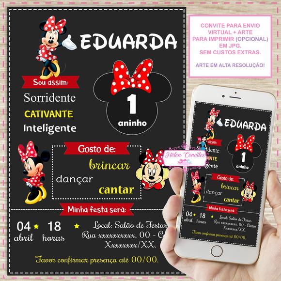 Convite Digital Minnie Vermelha