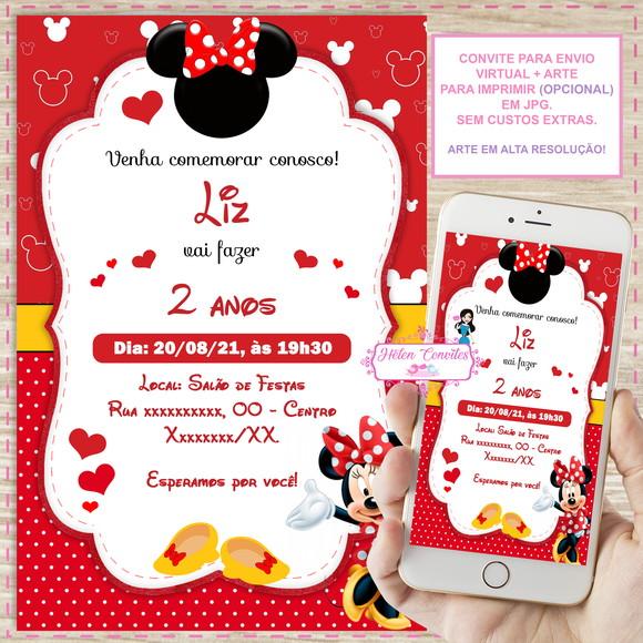 Convite Digital Minnie Vermelha